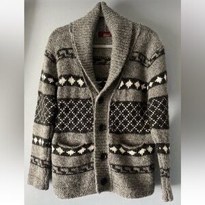 Zara Men Wool Cardigan Sweater M/L Gray Alpaca